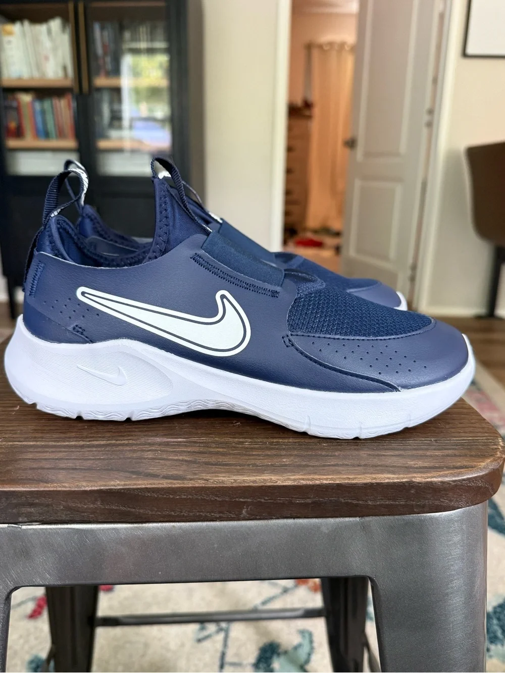 Nike Flex Runner 3 Navy White Slip-On Sneakers Youth Size 5Y NEW